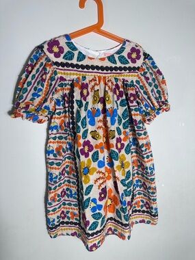 Fabula Girls' Floral Smock Dress with Multi-Color Print